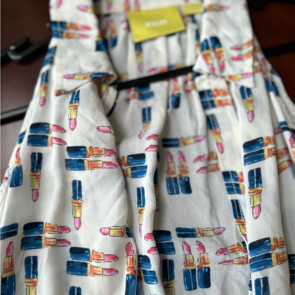 Anthropologie Maeve Lipstick Novelty Print Sleeveless Swing Top - Size 0